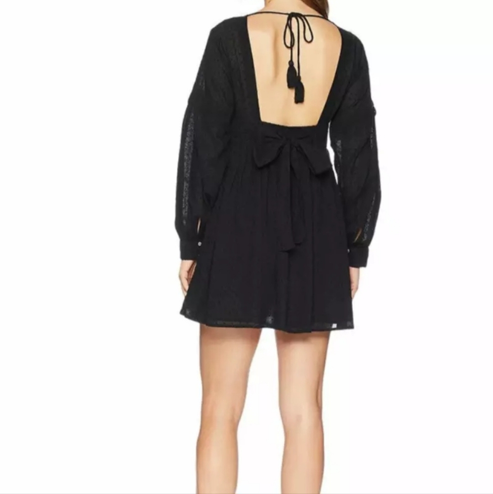 Free People Sugarpie Sexy Black Cotton Swissdot Embroidered Mini Dress Size XS. - Picture 4 of 13